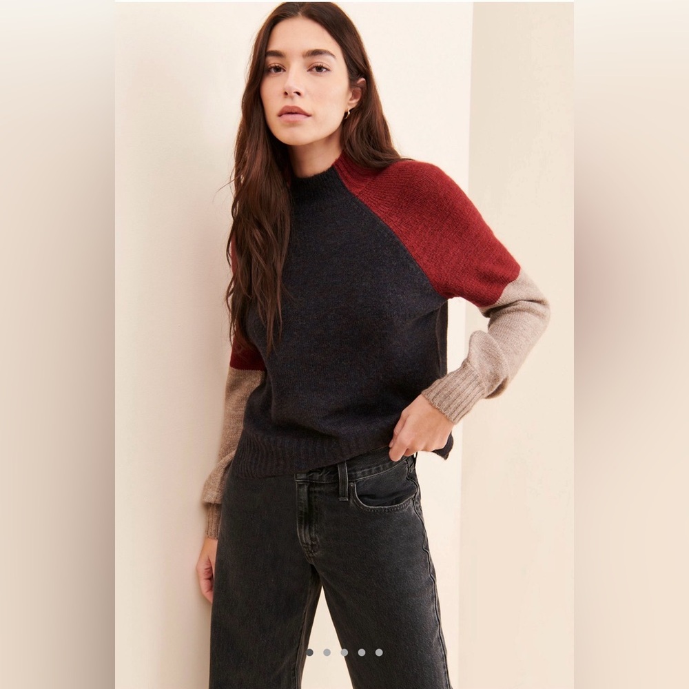 Anthropologie Vigoss Colorblock Mock Neck Sweater- Size XL
